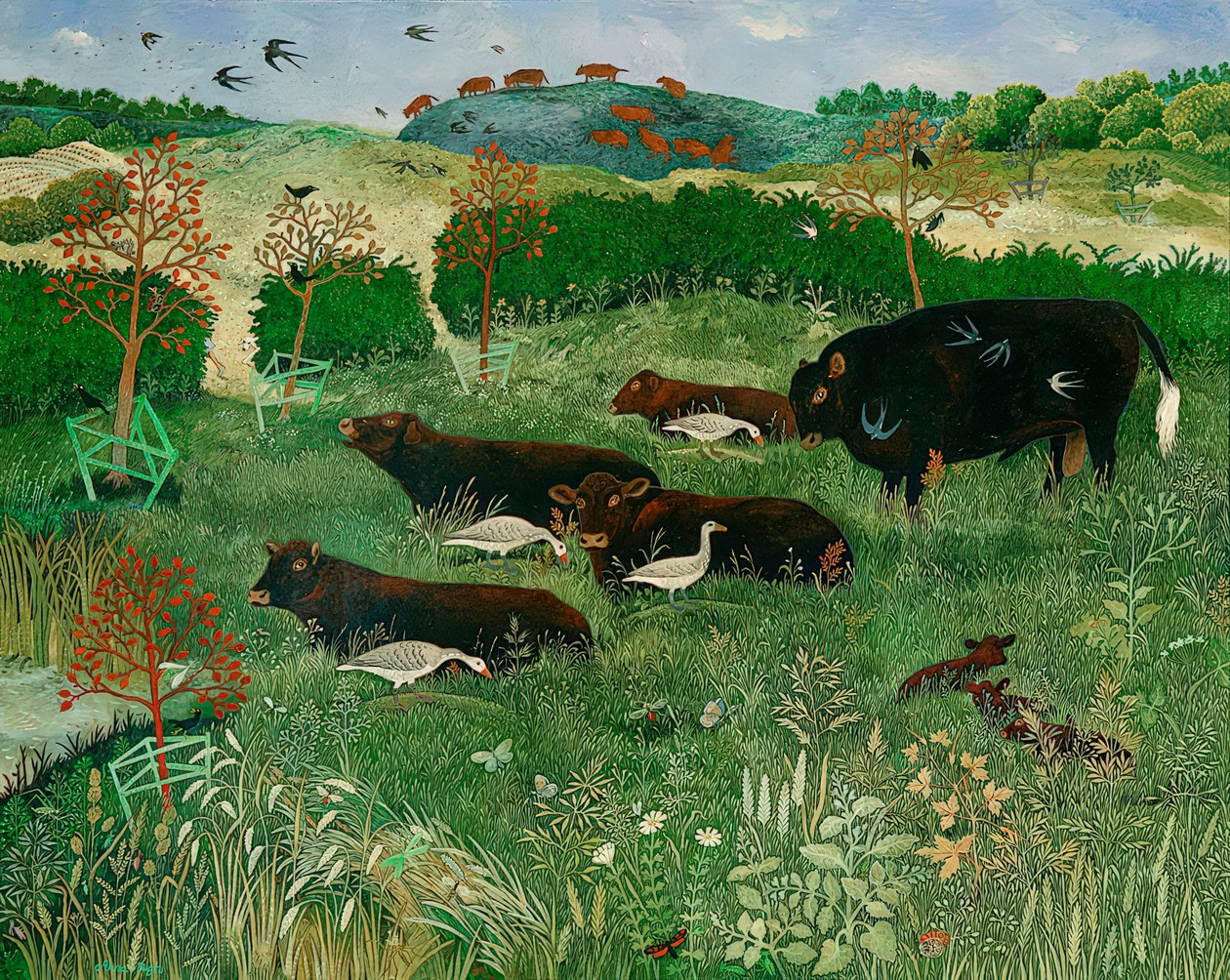 Insekter trener Pilates, 2011 (akryl) av Anna Pugh