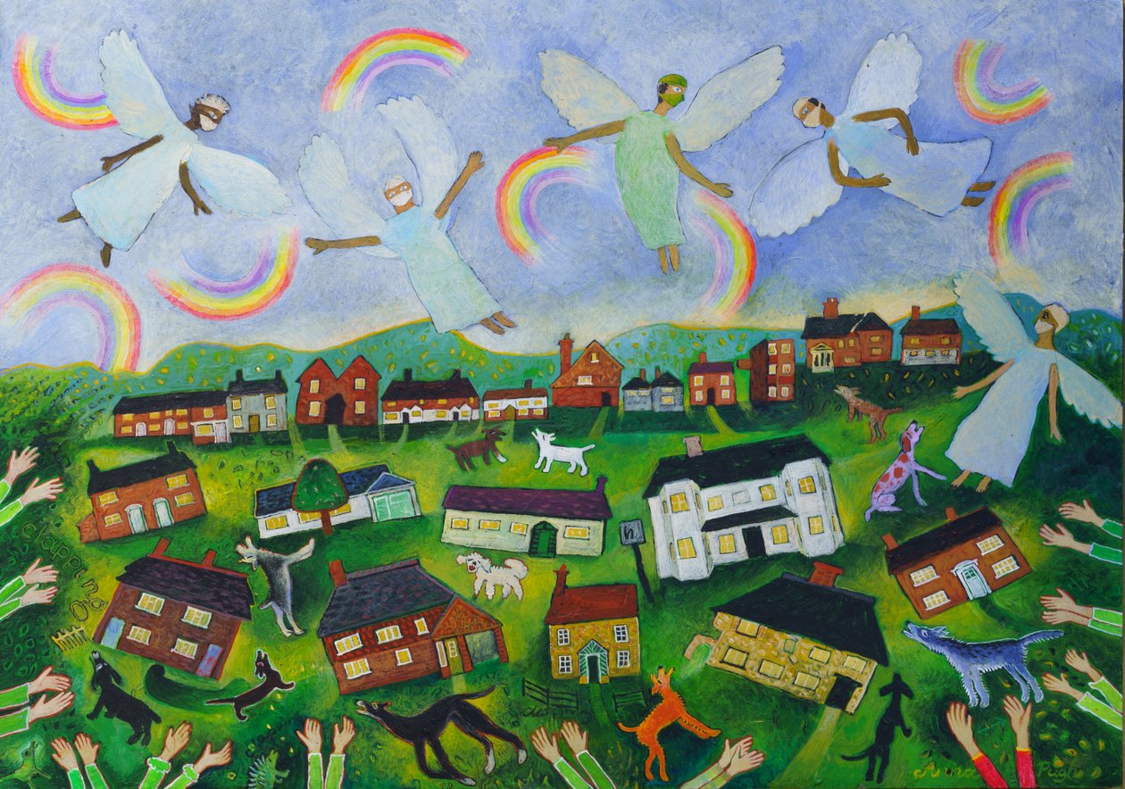 Klapping for englene, 2021 (maleri) av Anna Pugh