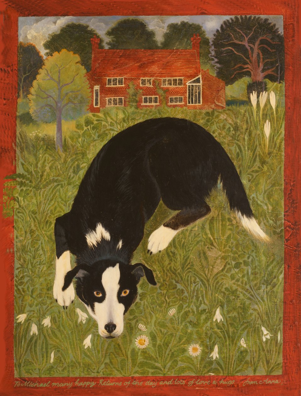Colliehund (akryl) av Anna Pugh