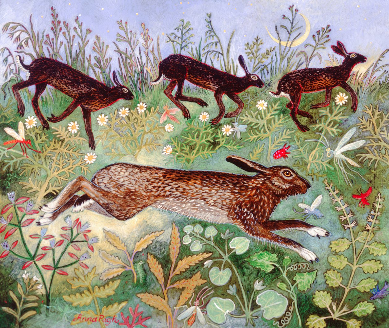 Måneløp, 2010 (akryl) av Anna Pugh