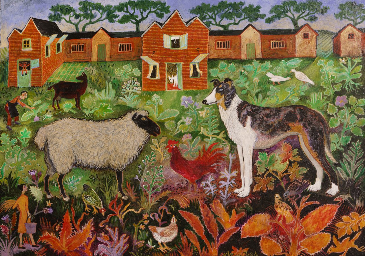 Rød hane, 2019 (akryl) av Anna Pugh