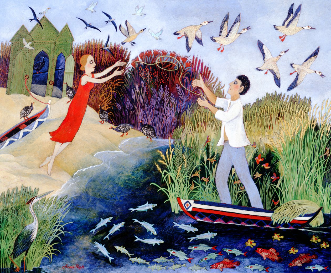 Skip til land, 2007 (akryl) av Anna Pugh