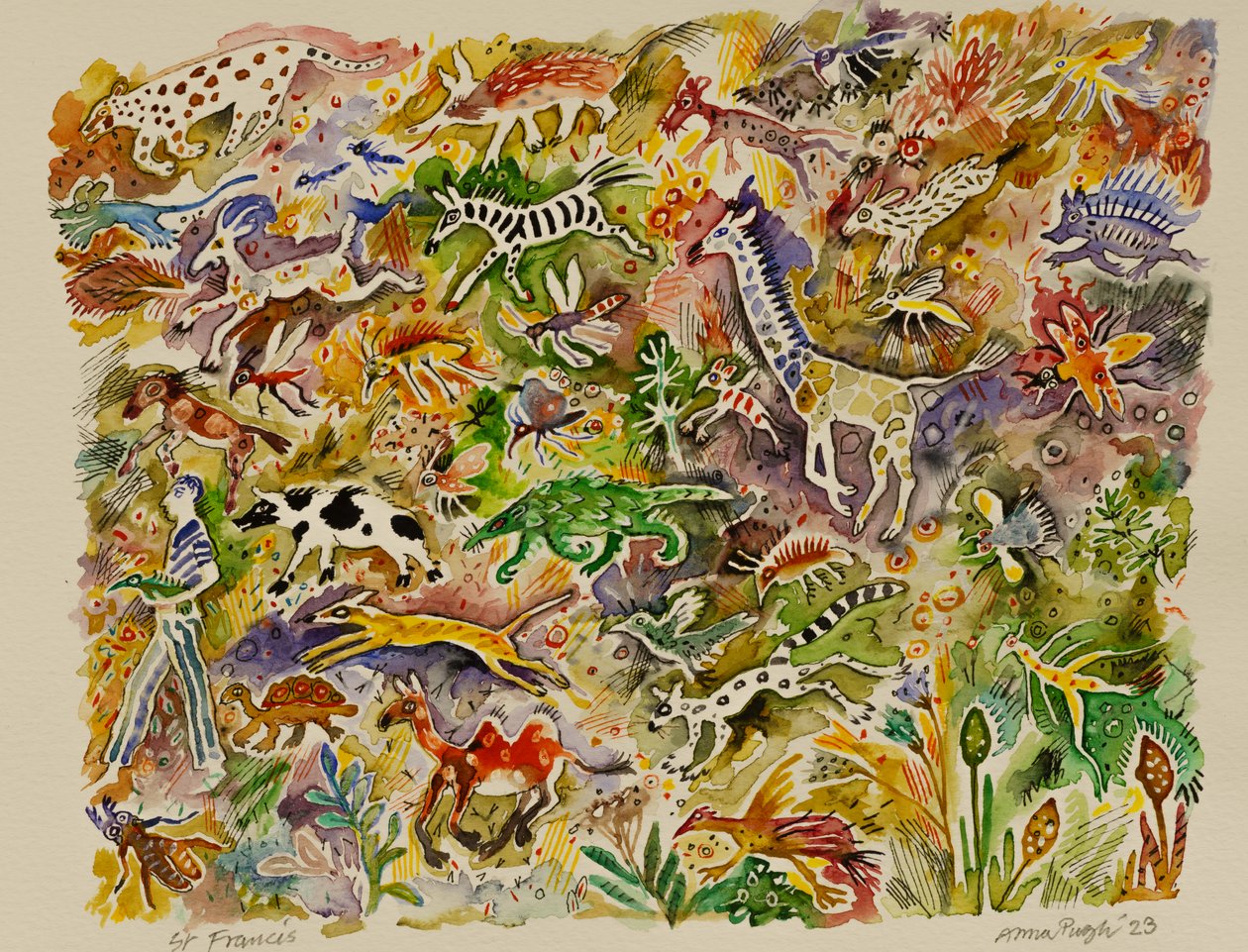 St. Francis, 2023 (akvarell) av Anna Pugh