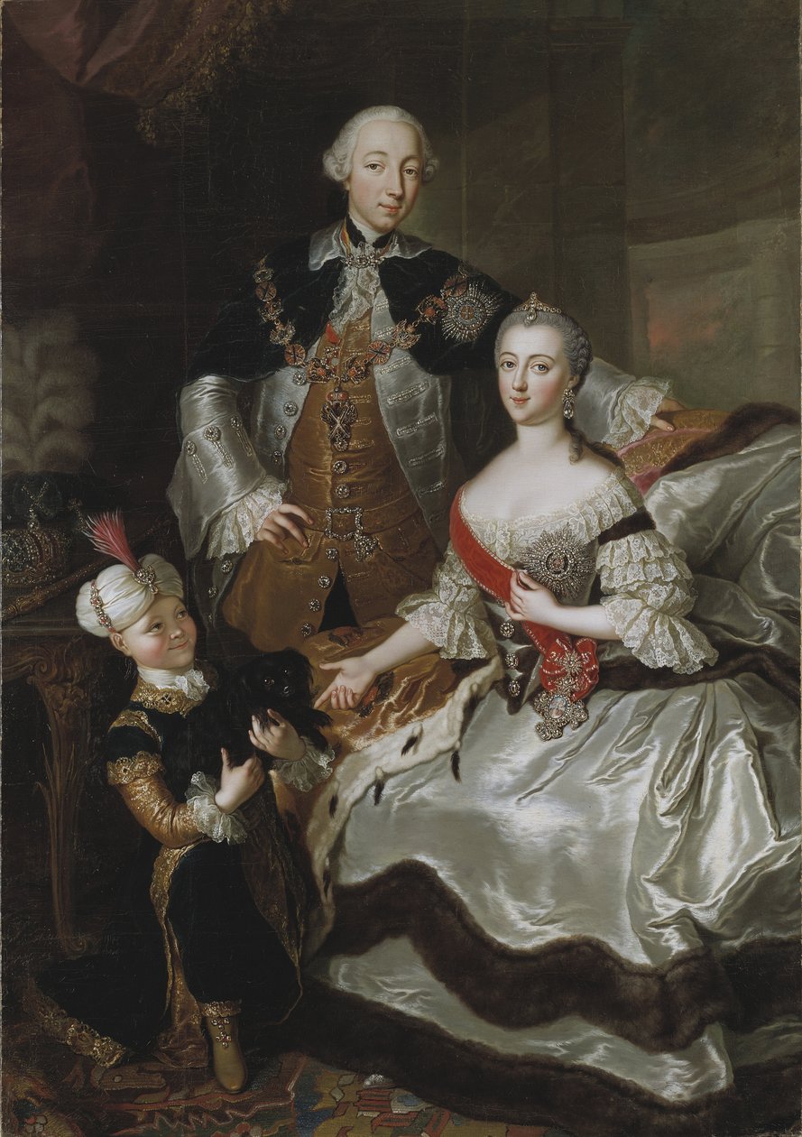 Pierre III Fiodorovitch, empereur de Russie et Catherine Alexeivna (Catherine II) - Portrett av storhertug Pyotr Fyodorovitch og storhertuginne Catherine Alekseyevna, av Lisiewska, Anna Rosina (1713-1783). Olje på lerret av Anna Rosina Lisiewska