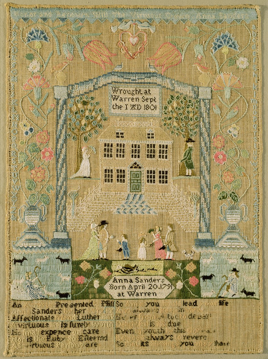 Prøvetaker, 1801 (silketråd på lin) av Anna Sanders
