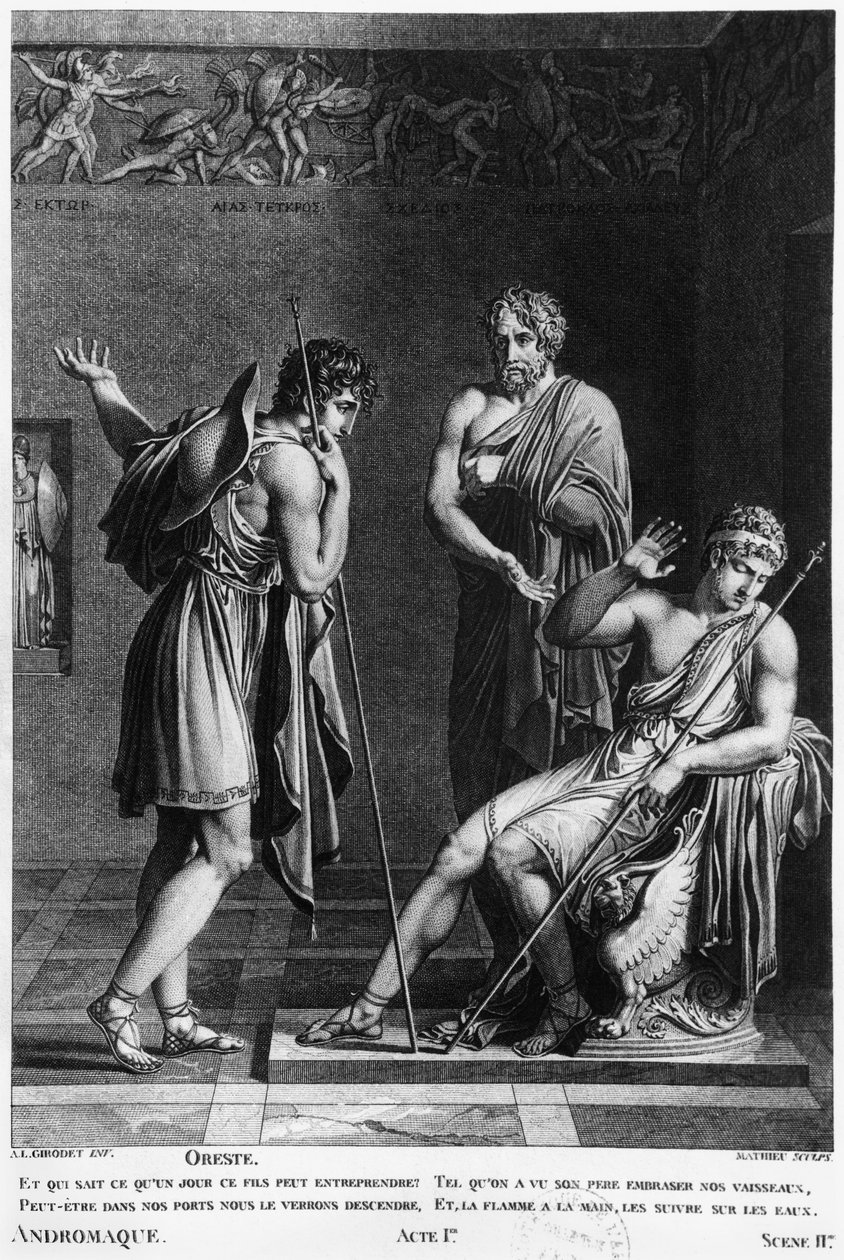 Orestes og Pyrrhus, illustrasjon fra Act I Scene 2 av 
