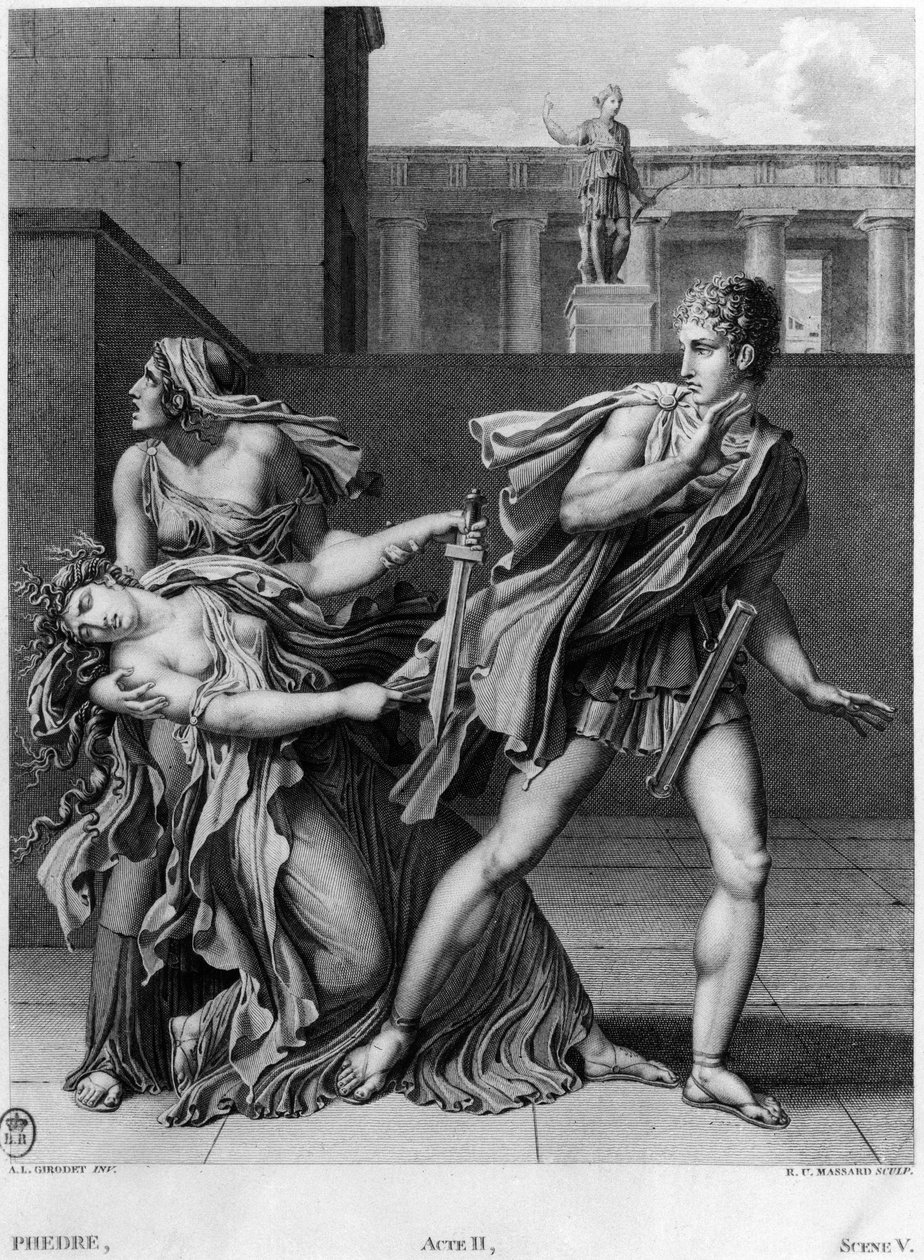 Phaedra, Oenone og Hippolytus, illustrasjon fra akt II Scene 5 av 