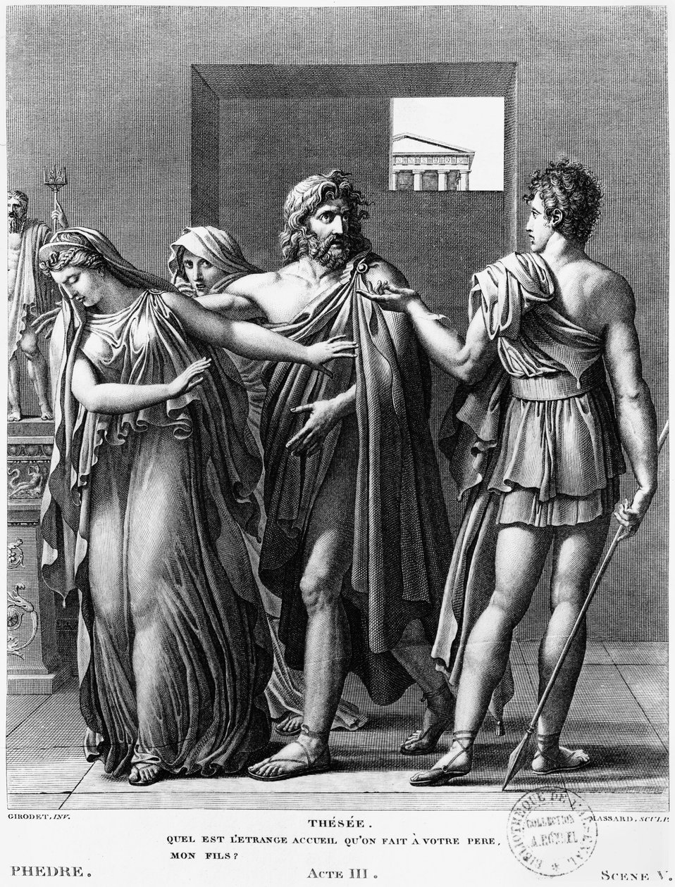 Phaedra, Theseus og Hippolytus, illustrasjon fra Act III Scene 5 av 
