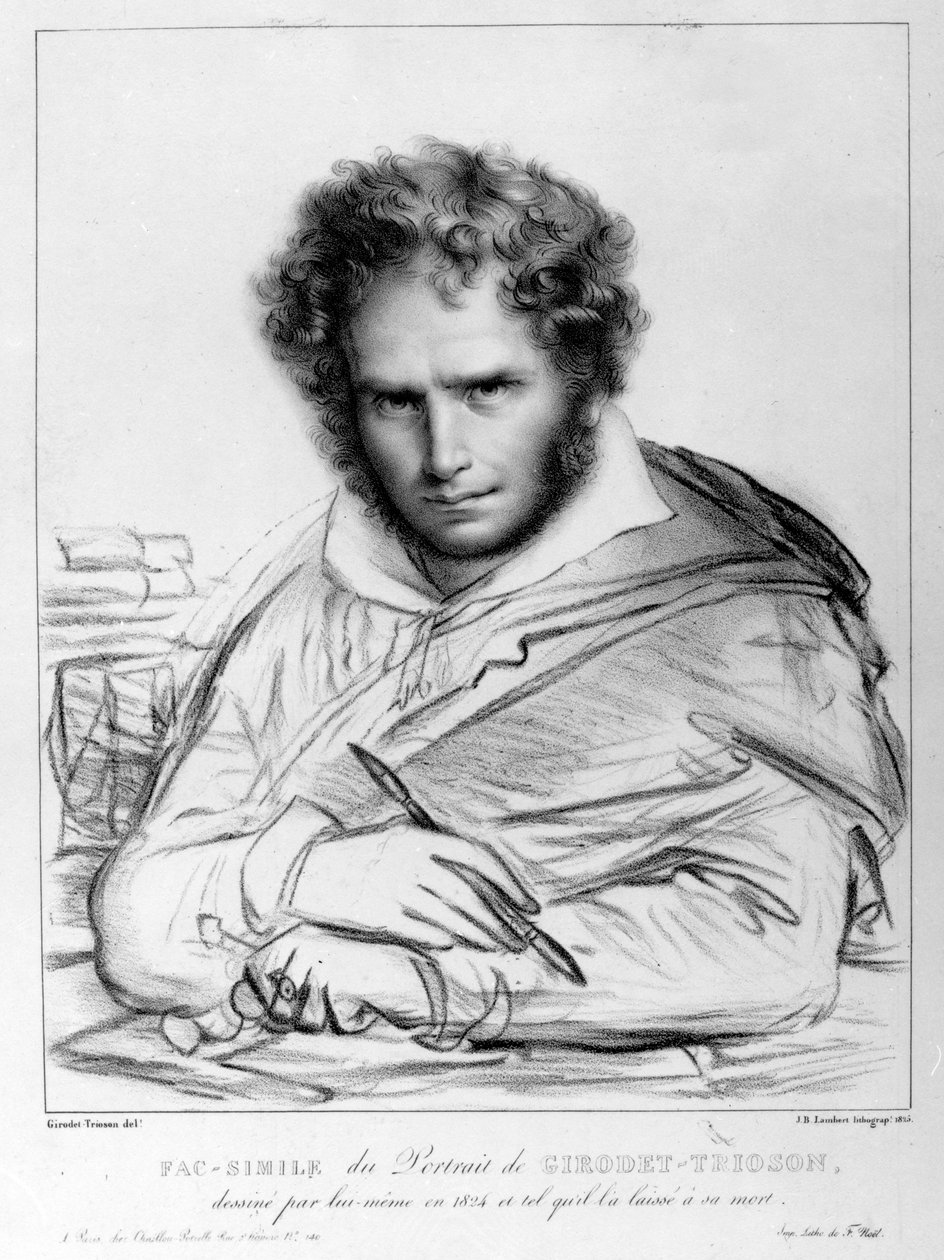 Selvportrett, trykk laget av J. B. Lambert av Anne Louis Girodet de Roucy Trioson