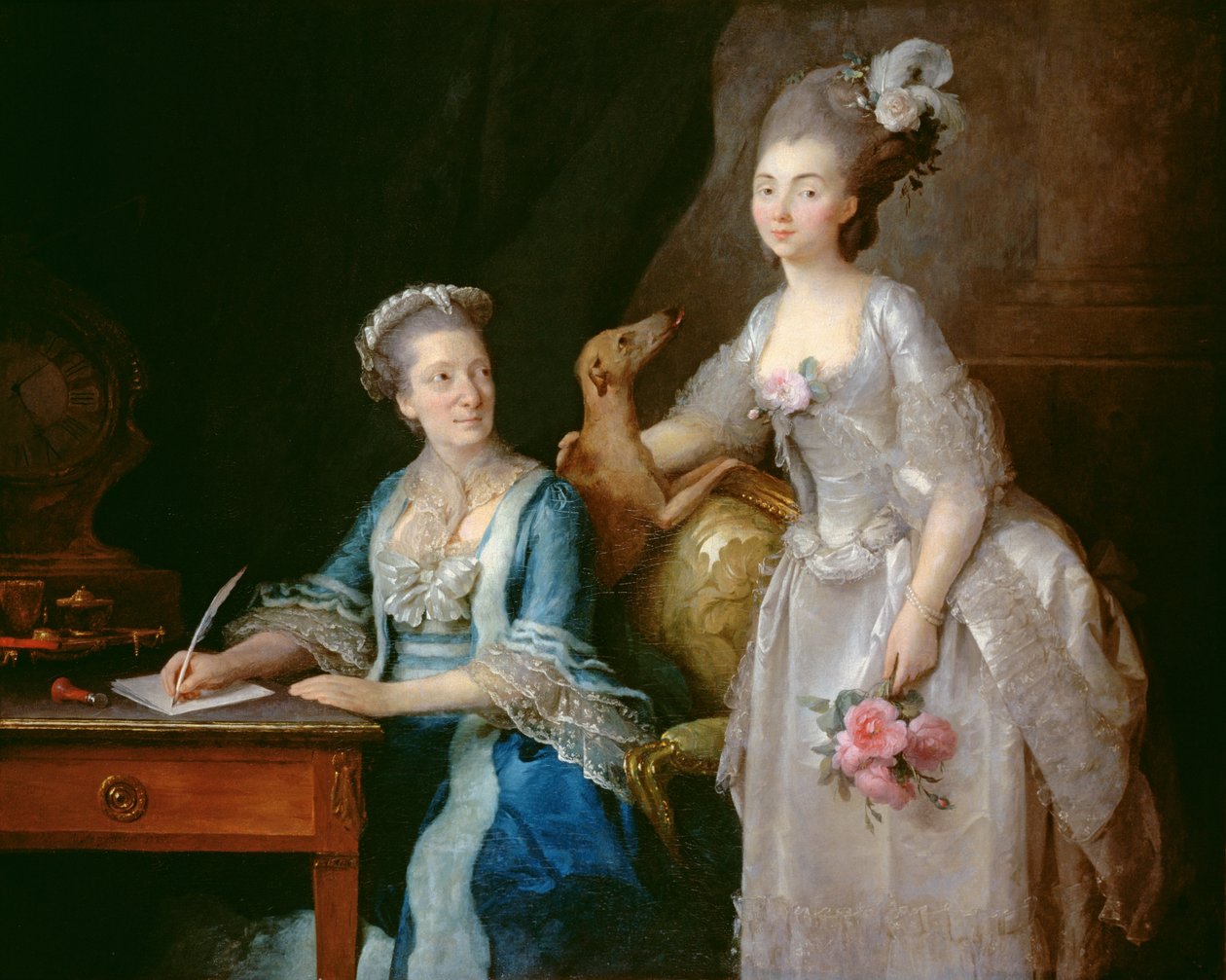 Portrett av en eldre dame med datteren av Anne Vallayer Coster