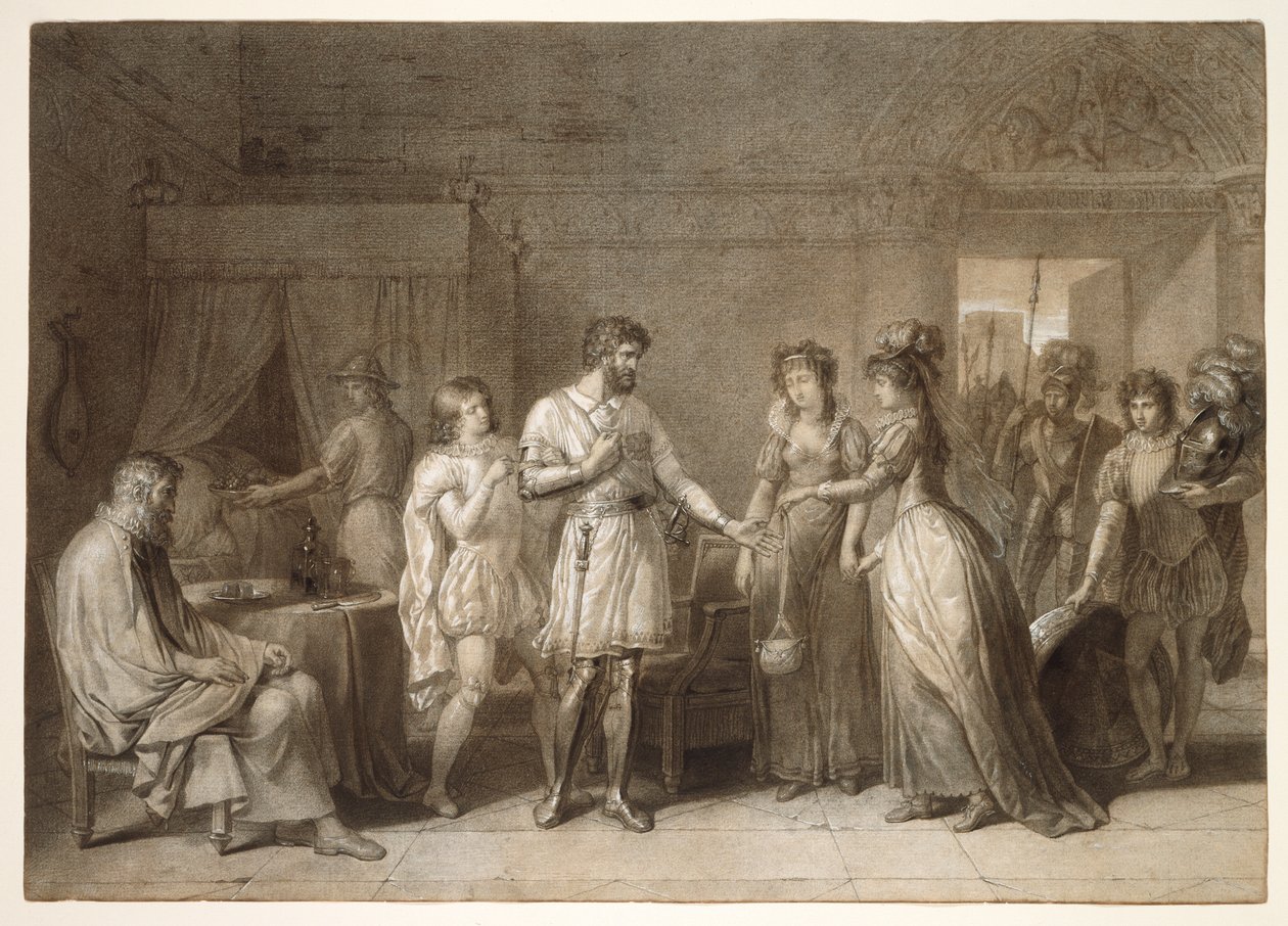 Bayard nekter gaver fra vertinnen sin i Brescia av Anne-Louis Girodet de Roucy-Trioson
