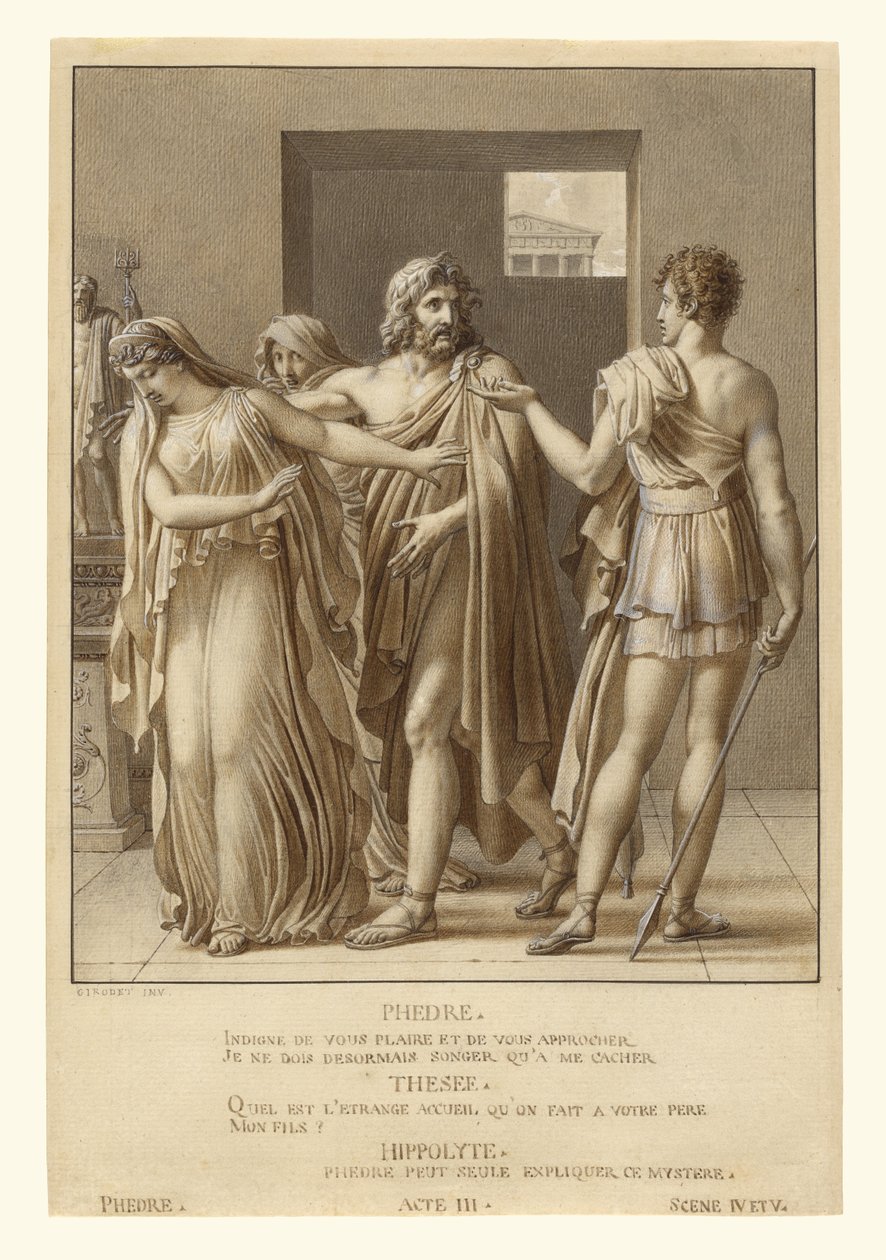 Phaedra avviser Thesevs#39; omfavnelser av Anne-Louis Girodet de Roucy-Trioson