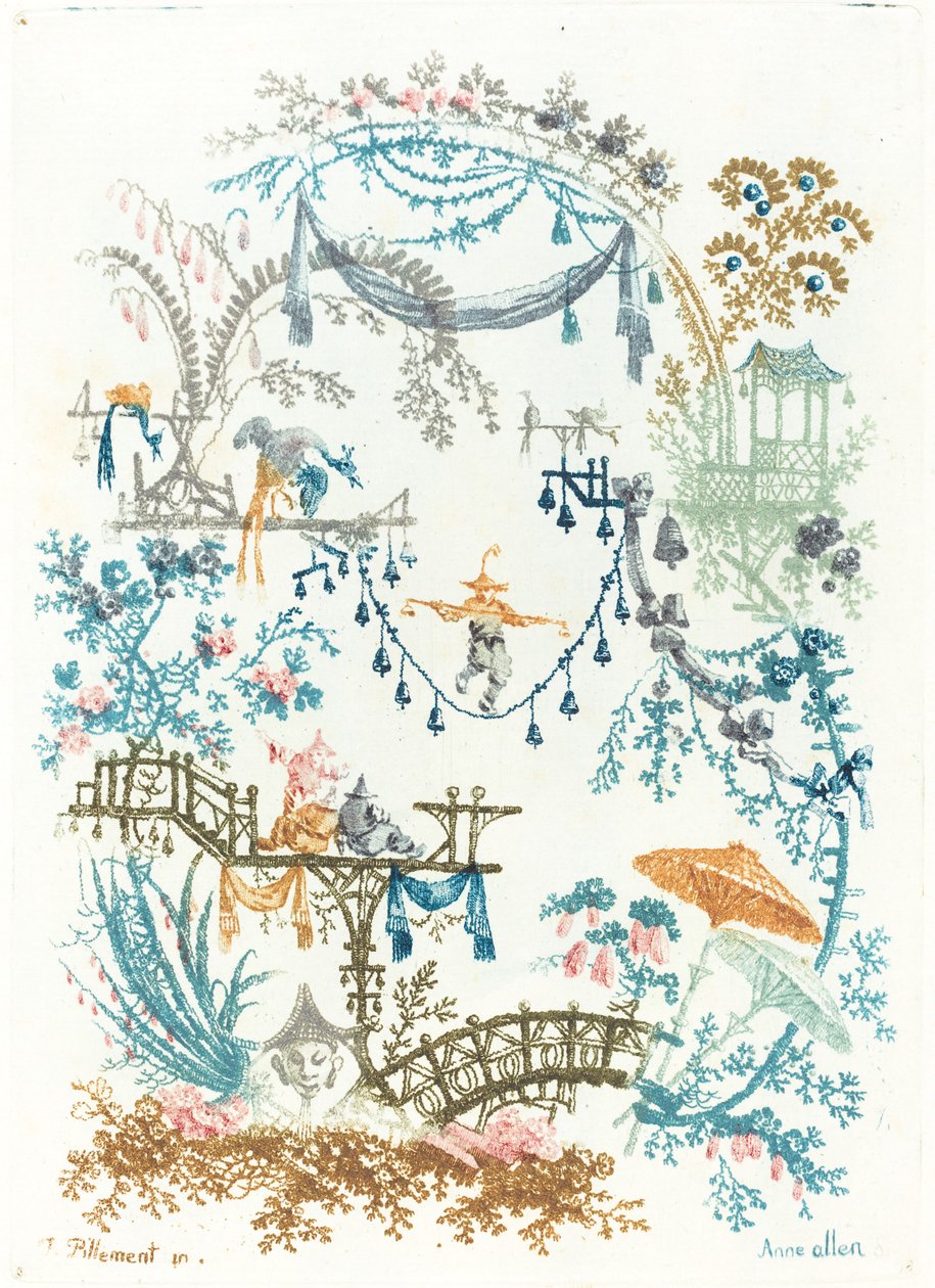 Kinesisk arabesk med en tightrope Walker, ca. 1795. av Anne Allen