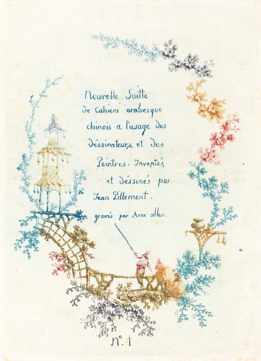 Tittelside for New Suite of Chinese Arabesques, tidlig på 1760-tallet. av Anne Allen