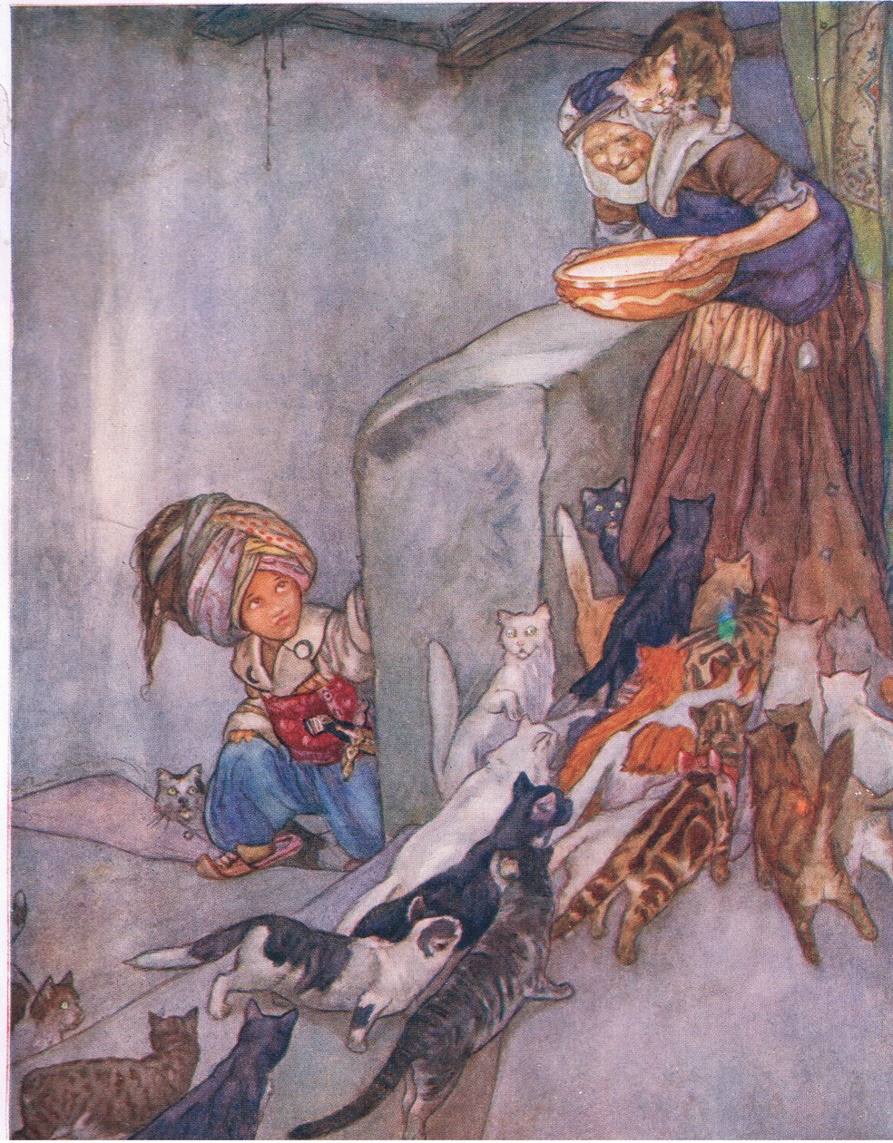 Melk for familien, fra The Big Book for Children (Herbert Strang) utgitt av Humphrey Milford, Oxford University Press, ca. 1920 av Anne Anderson