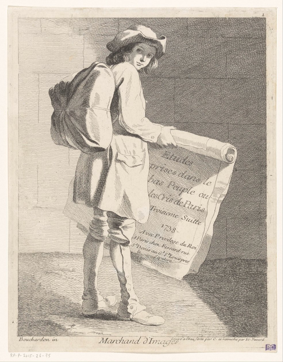 Rondreisende prentverkoper Merchant of Images (tittel på objekt) Studier tatt i Lower People eller Crees of Paris. Tredje farge. (serietittel på objekt) av Anne Claude Philippe Caylus