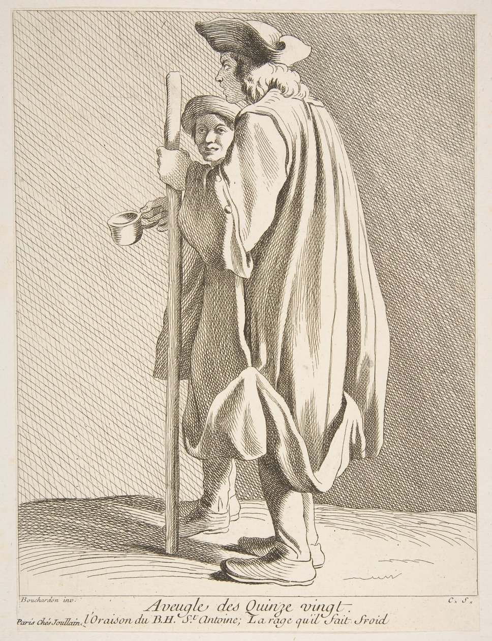 En blind mann fra Quinze-Vingts sykehus, 1738. av Anne Claude Philippe de Caylus