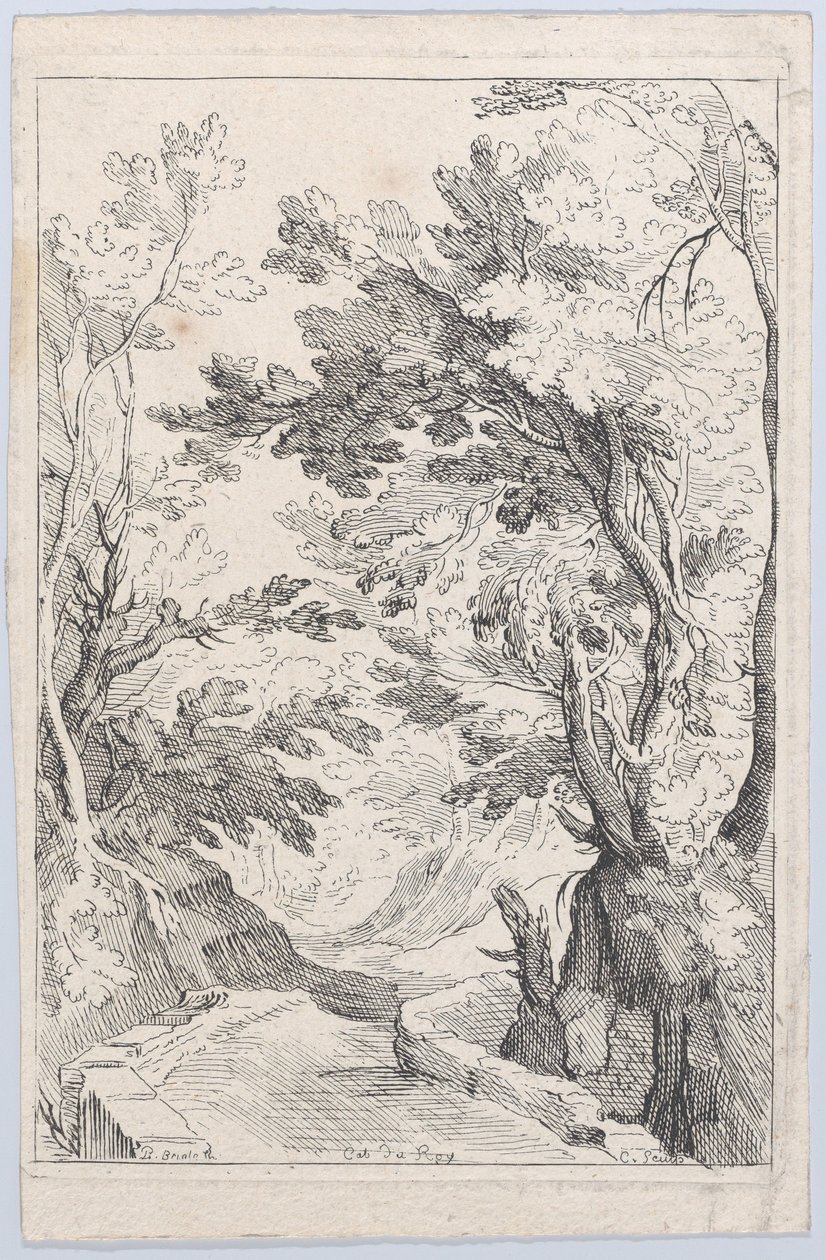 En sti med en brystning i en skog, 1700-tallet. av Anne Claude Philippe de Caylus