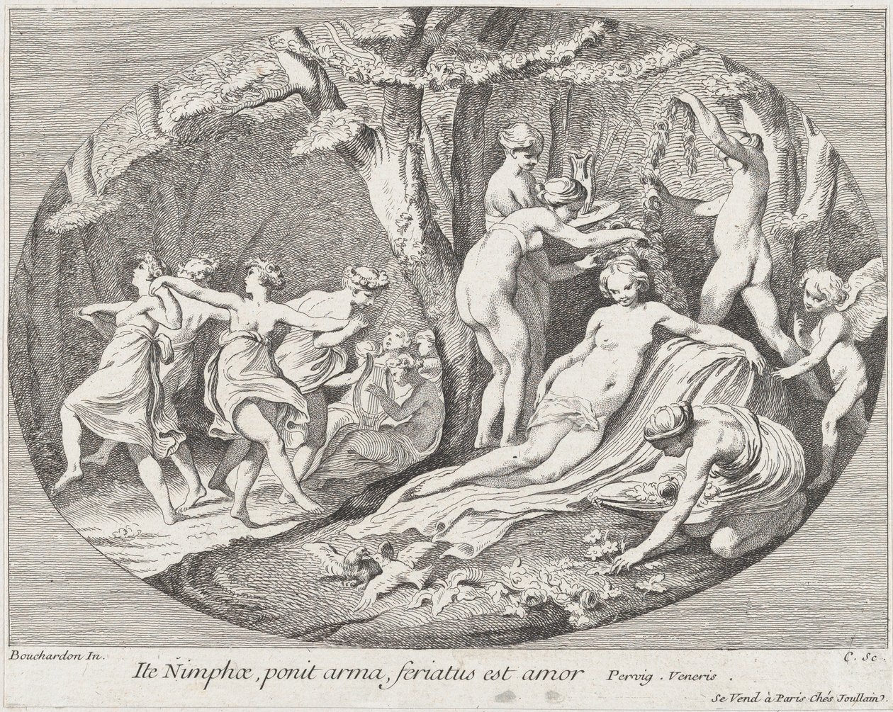 Gå Nymfer, som legger ned våpnene, Kjærlighet hviler!, 1730-60. av Anne Claude Philippe de Caylus