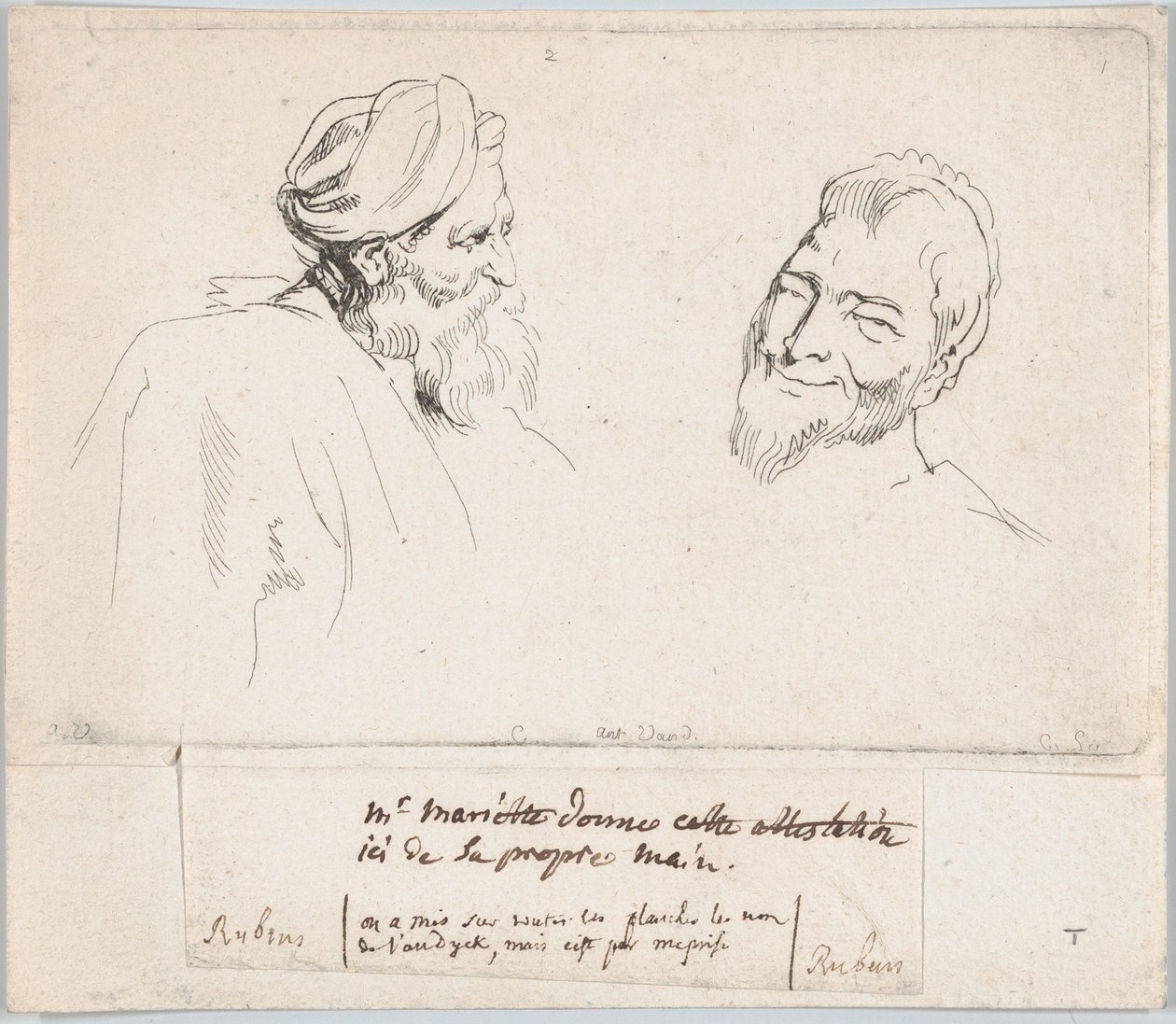 To studier av hoder, 1735. av Anne Claude Philippe de Caylus