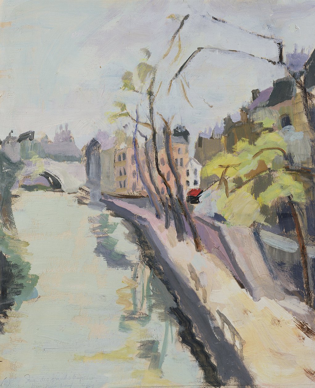 Quai des Grands Augustins, Paris, 1961 (olje på papir) av Anne Durham