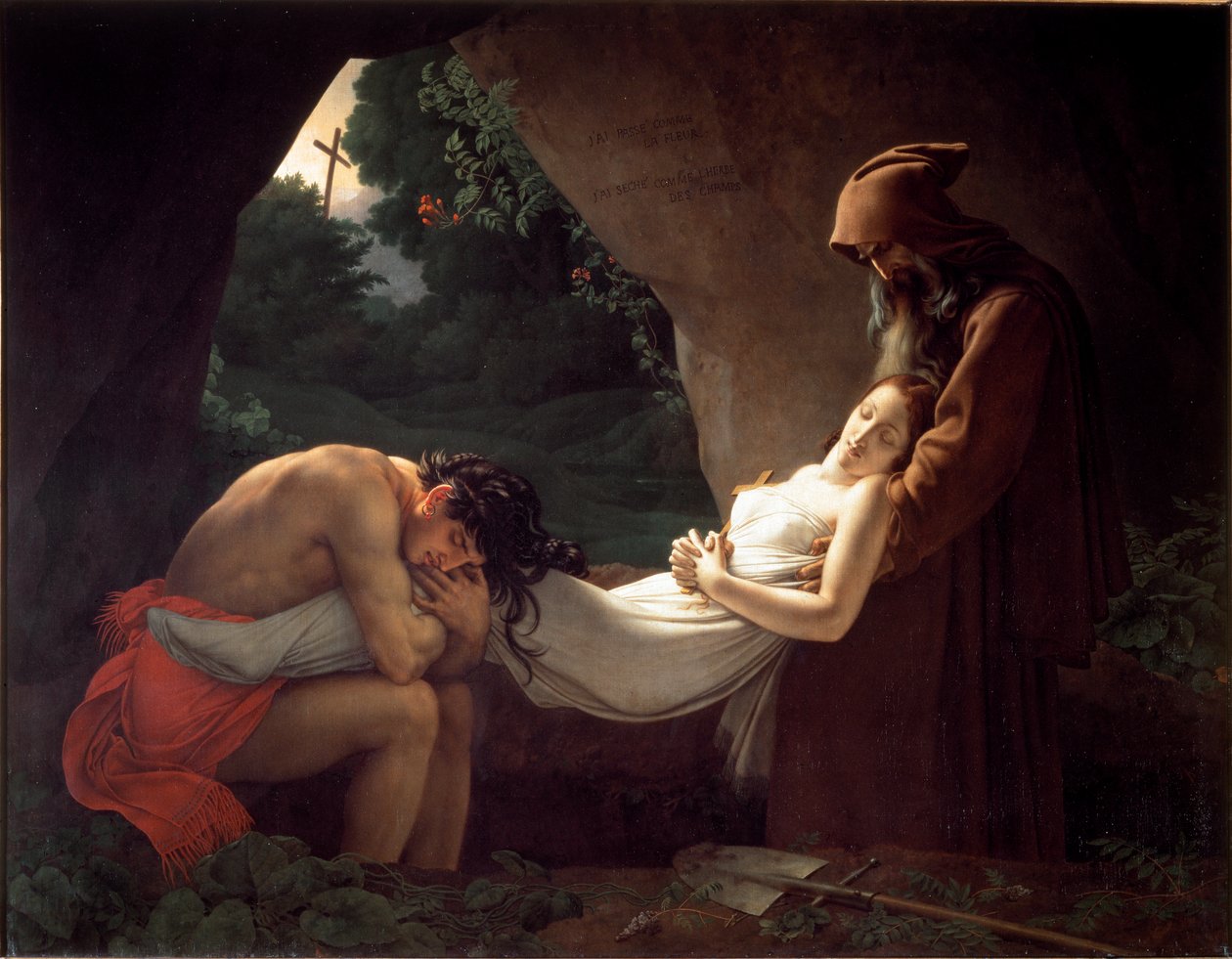 Atala ved graven eller begravelsen til Atala av Anne Louis Girodet de Roucy Trioson