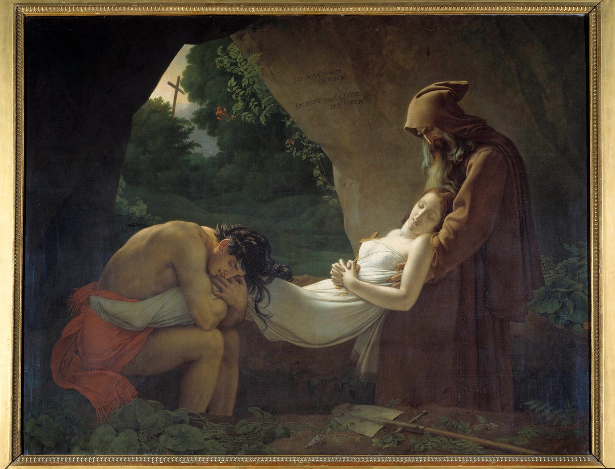 Atala til graven eller begravelsen til Atala. Maleri av Anne Louis Girodet de Roucy-Trioson (Anne-Louis Girodet de Roucy Trioson av Anne Louis Girodet de Roucy Trioson