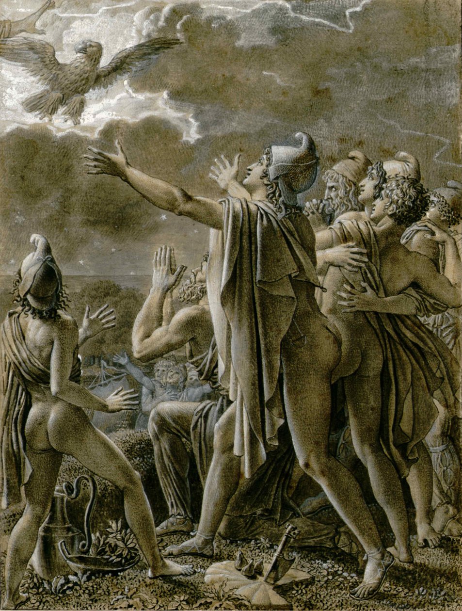 Aeneas og hans tilhengere i Latium, 1791-1793. av Anne Louis Girodet de Roucy Trioson
