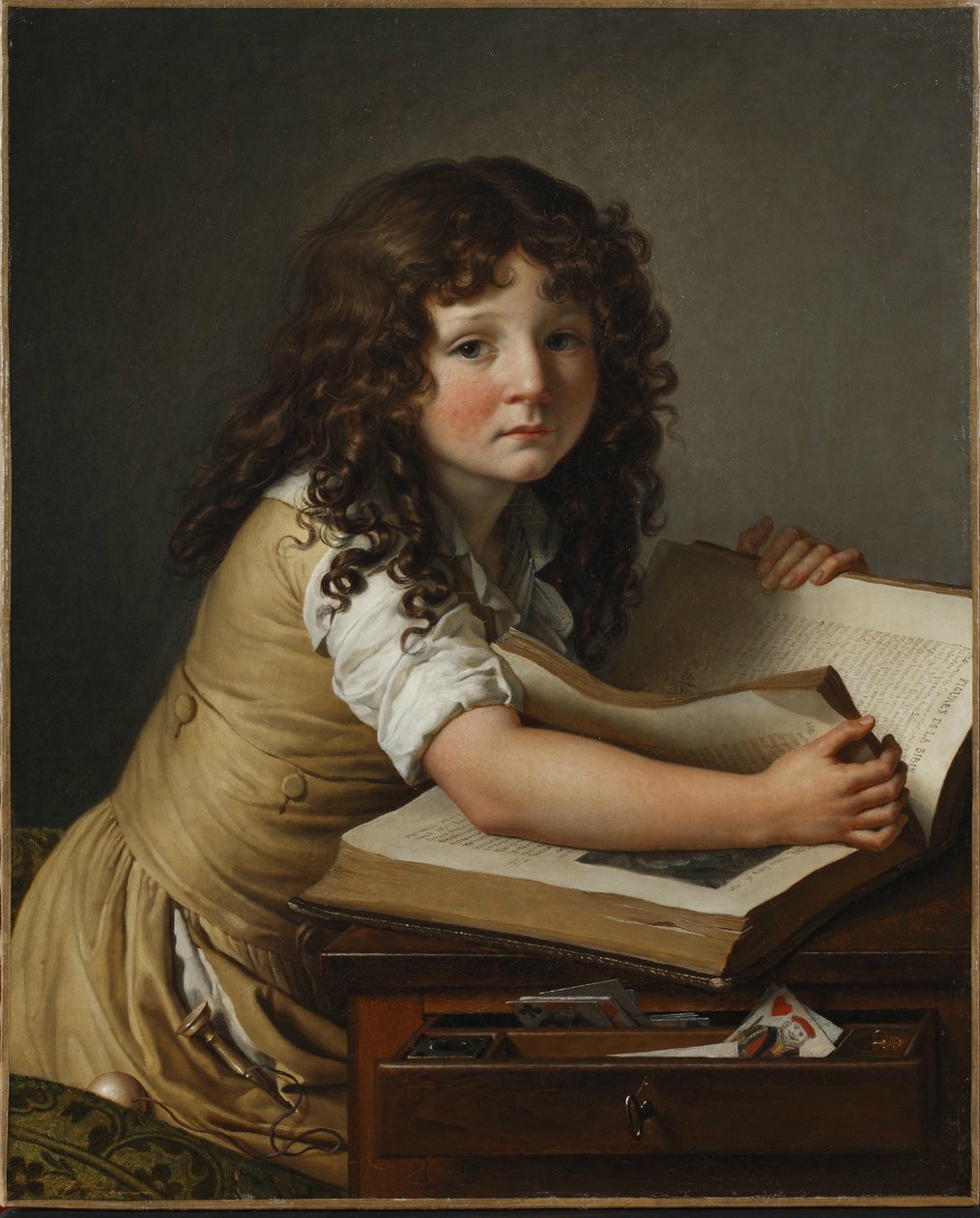 Benoît Agnès Trioson med en bok. av Anne Louis Girodet de Roucy Trioson
