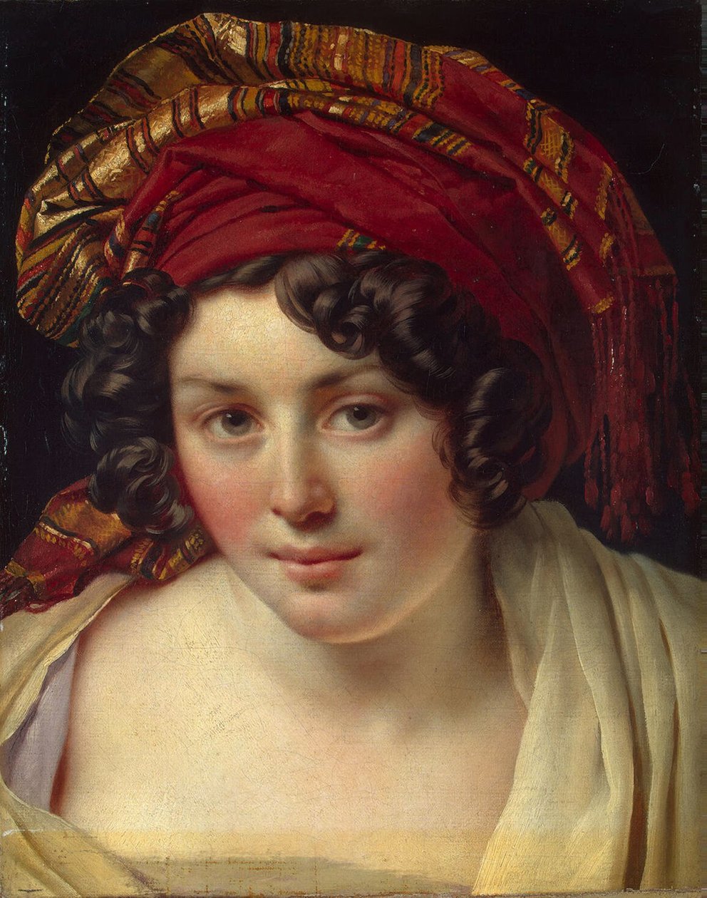 Leder for en kvinne i en turban, ca 1820 av Anne Louis Girodet de Roucy Trioson