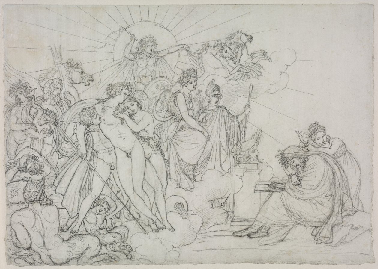 Påkallelse til guddommene som presiderer over jordbruk fra Virgils Georgics, etter 1798. av Anne Louis Girodet de Roucy Trioson