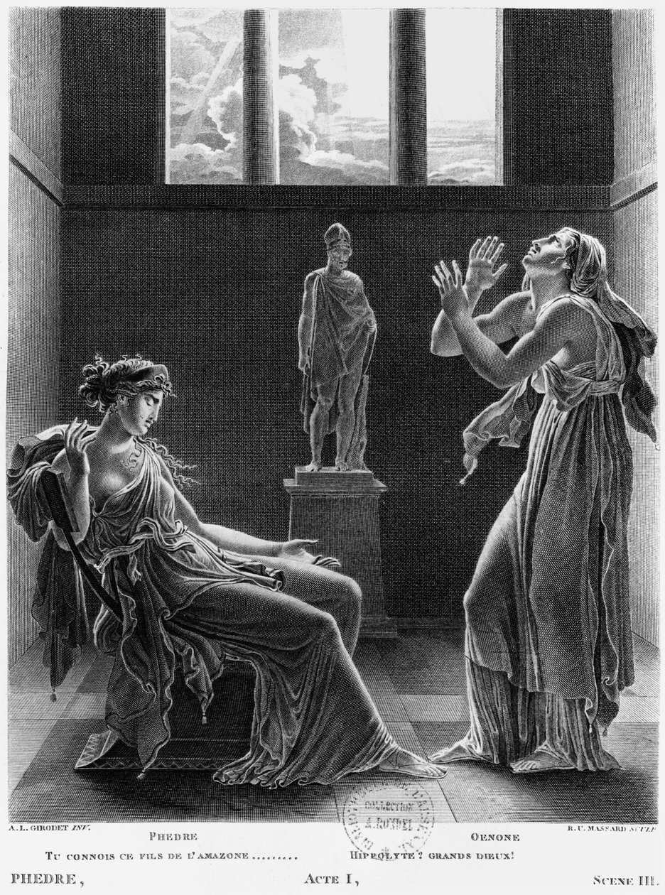 Phaedra og Oenone, illustrasjon fra Act I Scene 3 av 