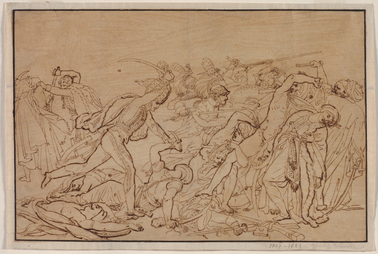 Studie for The Revolt of Cairo, 1810. av Anne Louis Girodet de Roucy Trioson