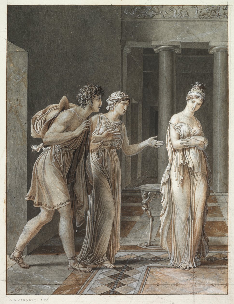 Møtet mellom Orestes og Hermine av Anne Louis Girodet de Roucy Trioson