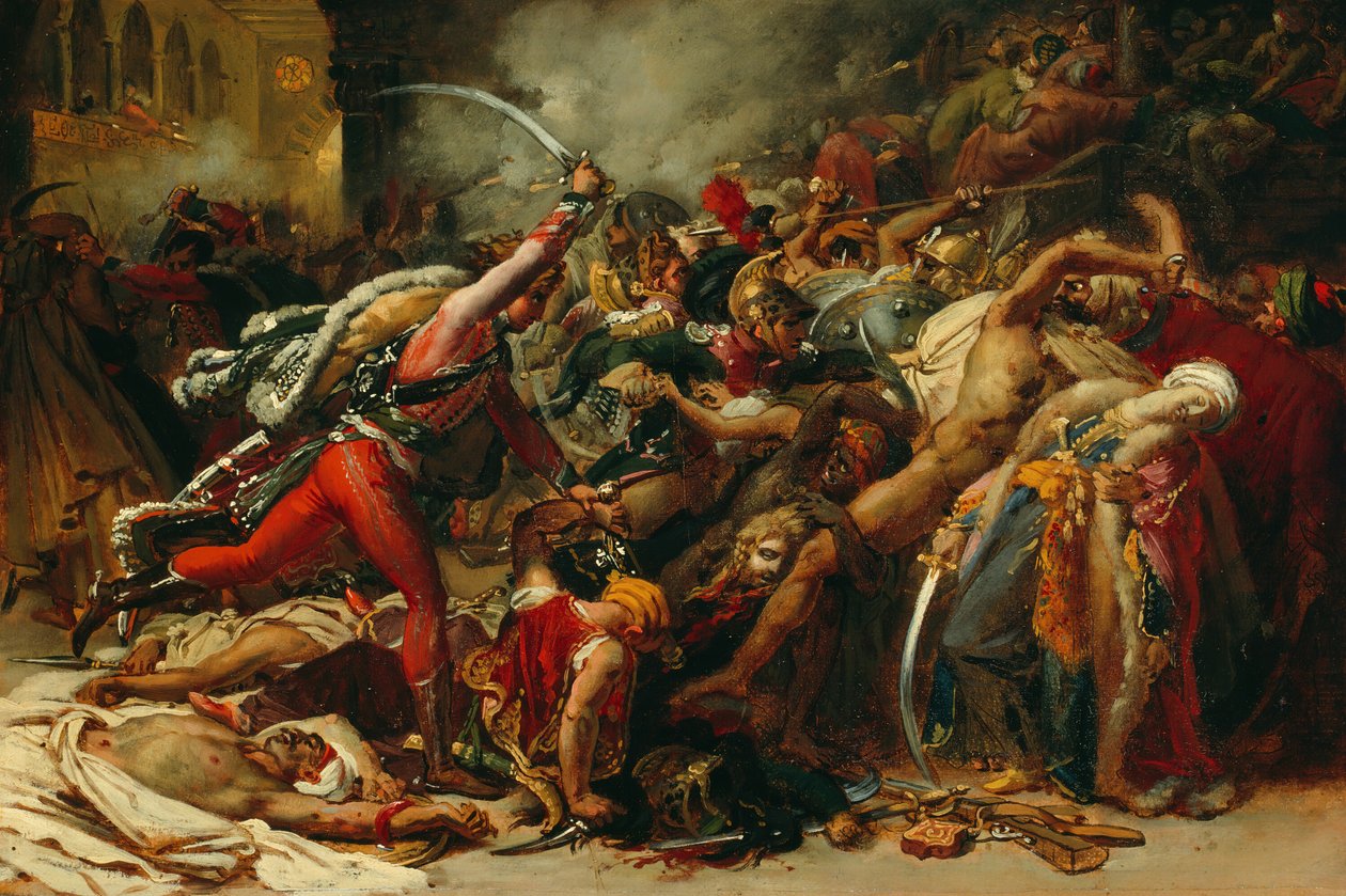 Skisse for The Revolt of Cairo, ca 1810. av Anne Louis Girodet de Roussy Trioson