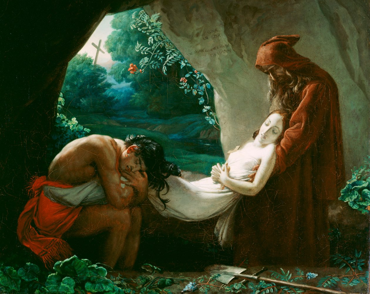 Begravelse av Atala, ca. 1808 av Anne Louis after Girodet de Roucy Trioson