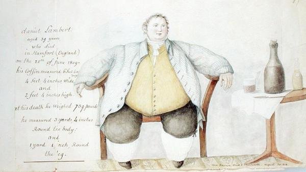 Daniel Lambert (1770-1809) 1813 (akvarell og grafitt på papir) av Anne Marguerite Hyde de Neuville