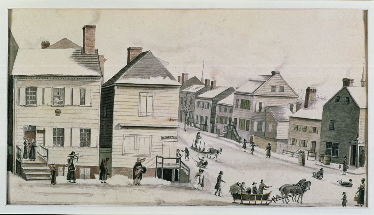 Hjørnet av Warren og Greenwich Street, 1809 av Anne Marguerite Hyde de Neuville