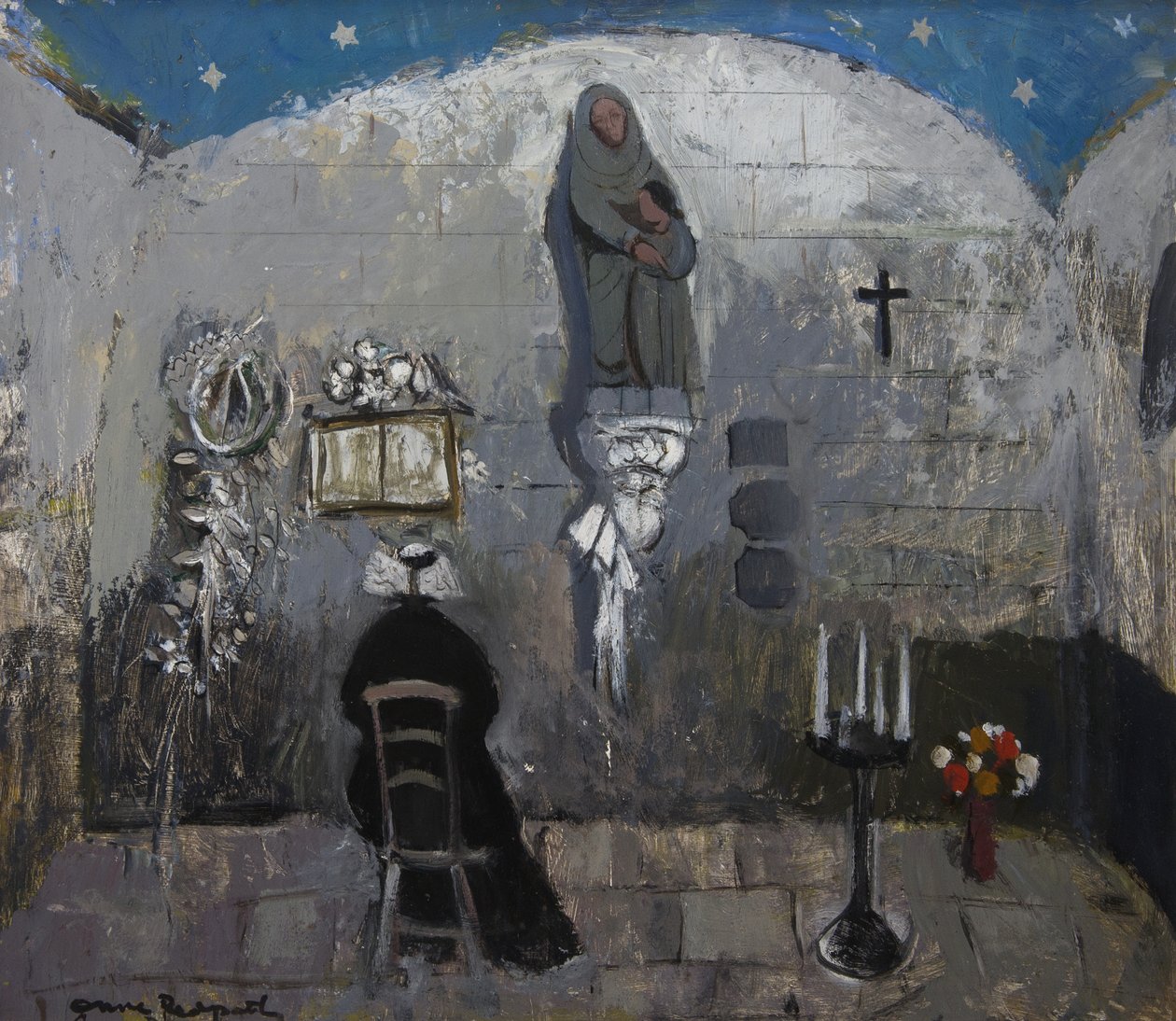 Korsets kapell (olje på kunstnertavle) av Anne Redpath