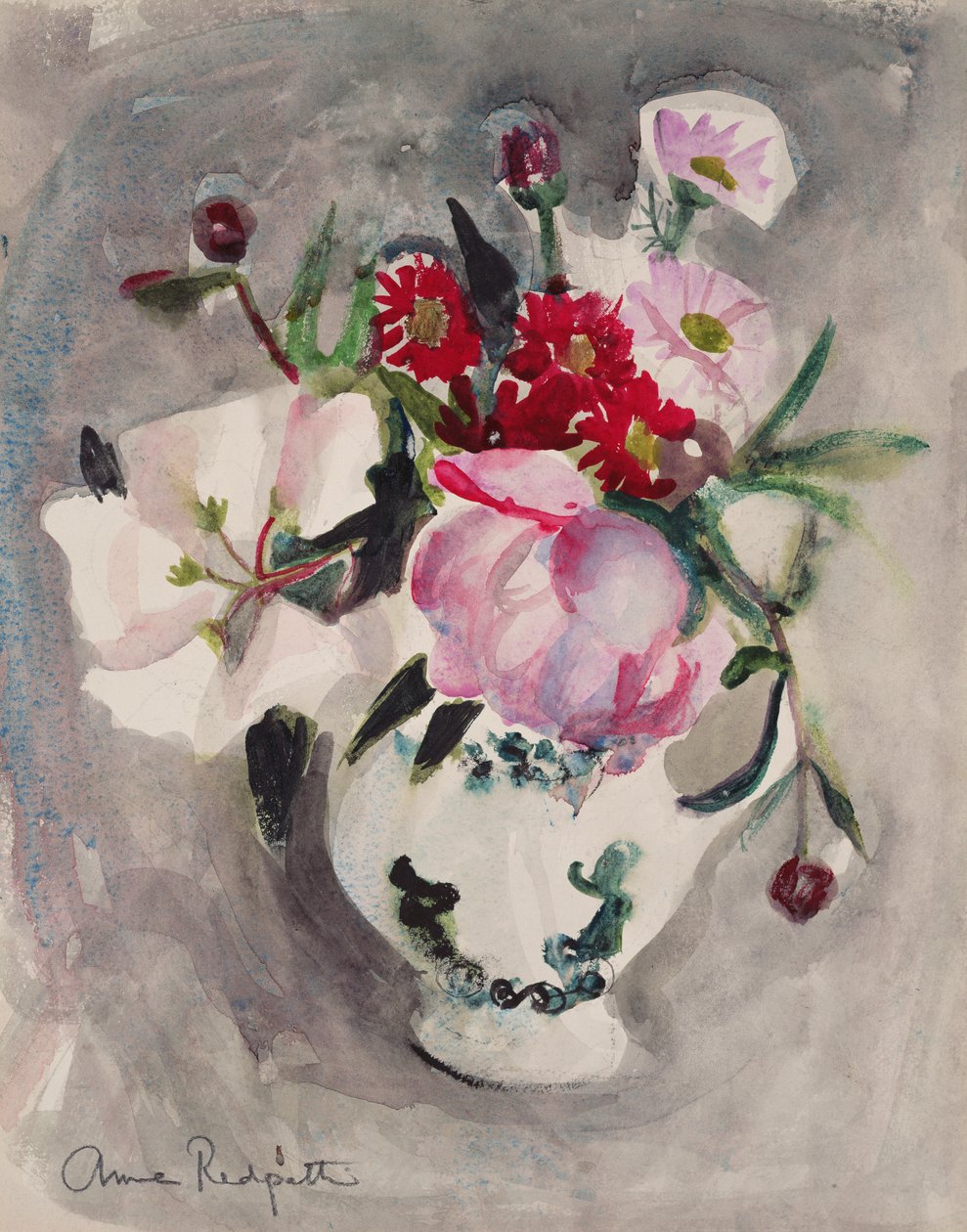 Blomster, ca. 1955 (akvarell på papir) av Anne Redpath