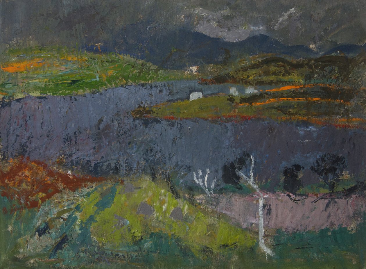 Landskap i Skye (olje om bord) av Anne Redpath