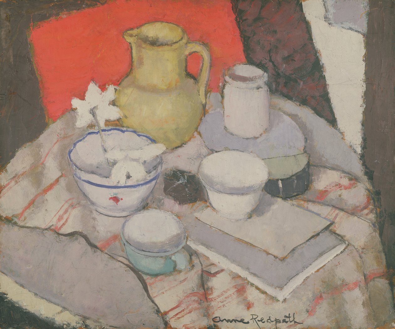 Stilleben på bordet (olje på lerret) av Anne Redpath