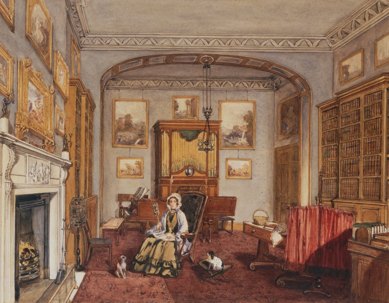 The Boudoir at Northwick Park, ca. 1830 (blyant og akvarell) av Anne Rushout