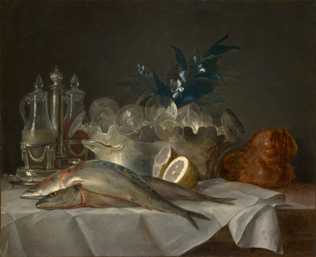 Stilleben med makrell av Anne Vallayer-Coster