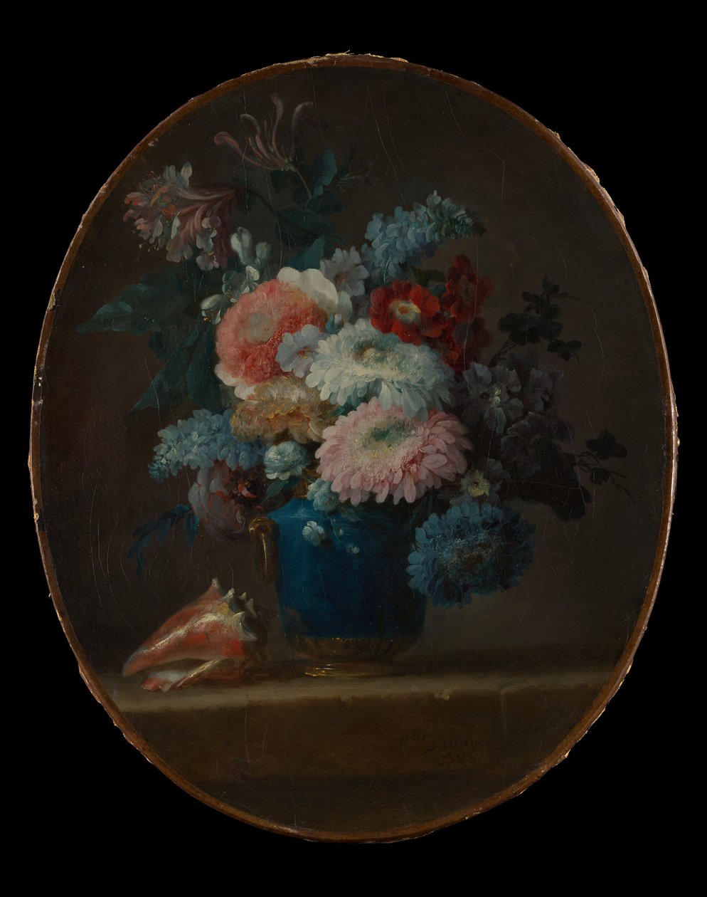 Vase med blomster og konkylieskjell, 1780. av Anne Vallayer Coster