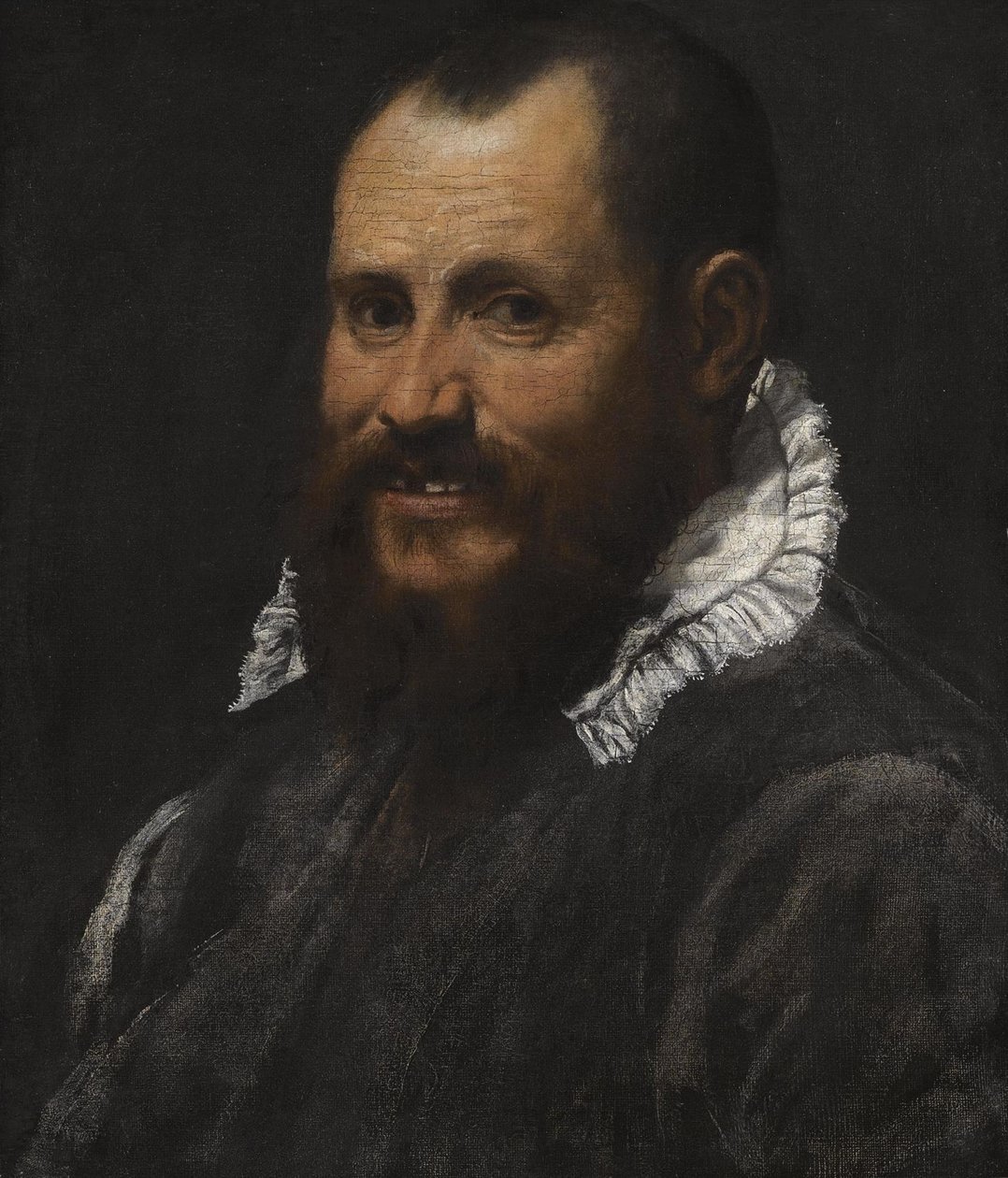 Portrett av en mann, byste lengde, i hvit krage av Annibale Carracci