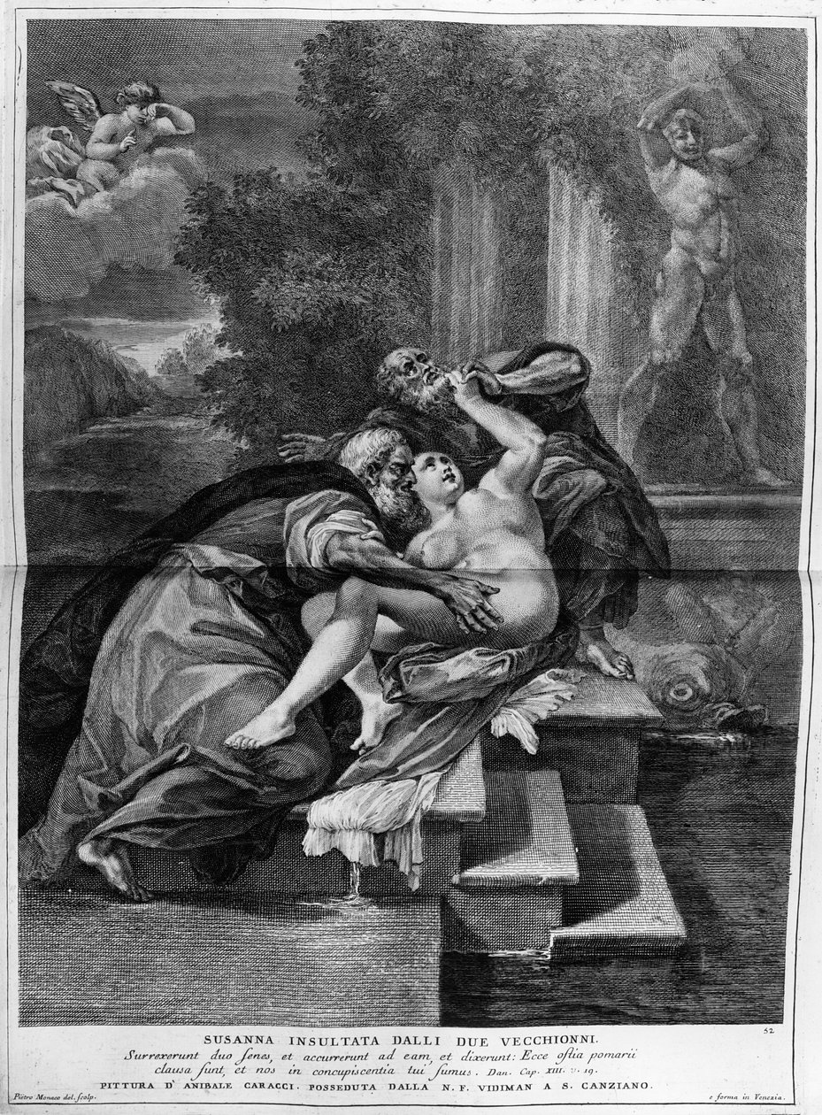 Susanna og de eldste, gravert av Pietro Monaco, ca. 1740 av Annibale Carracci