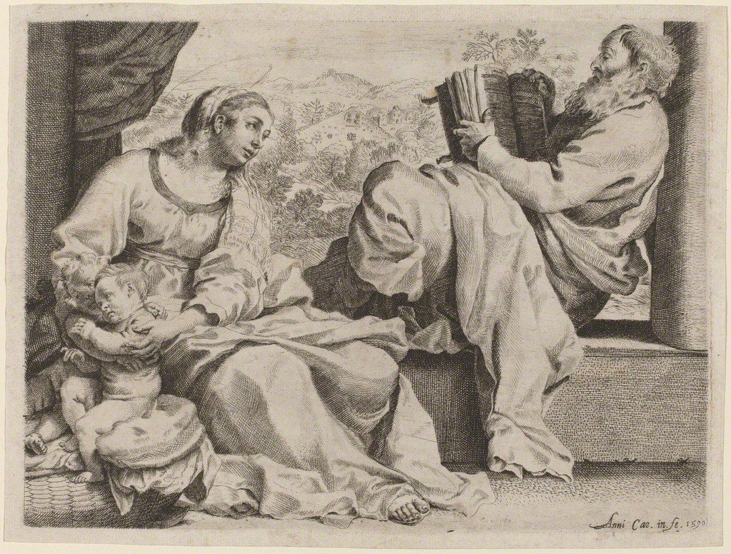 Den hellige familie med den unge hellige Johannes døperen av Annibale Carracci