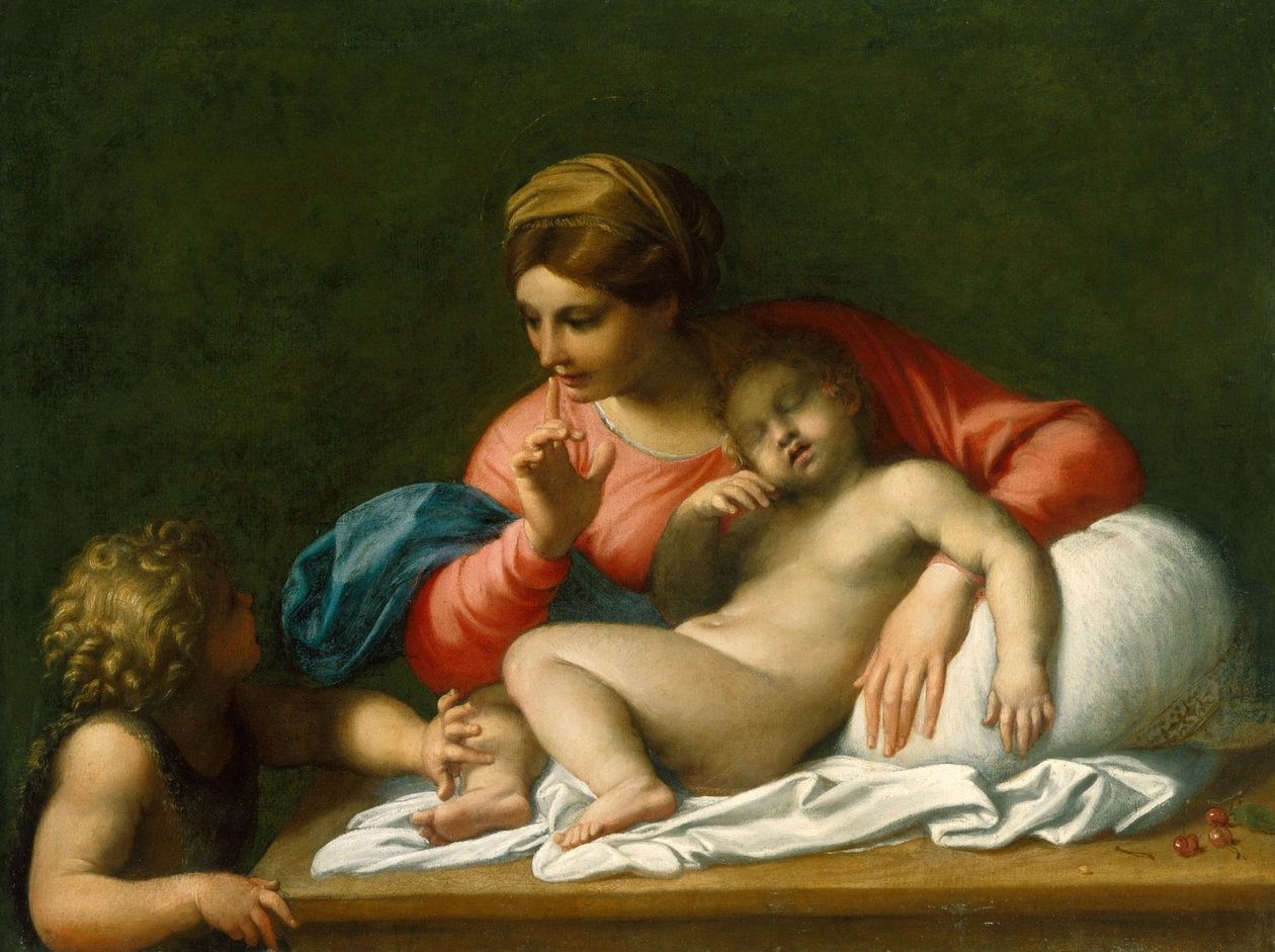 Madonna og sovende barn med døperen Johannes døperen Il Silenzio av Annibale Carracci