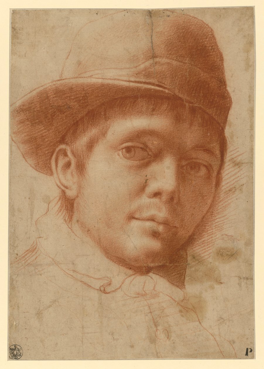 Portrett av en ung mann med lue av Annibale Carracci